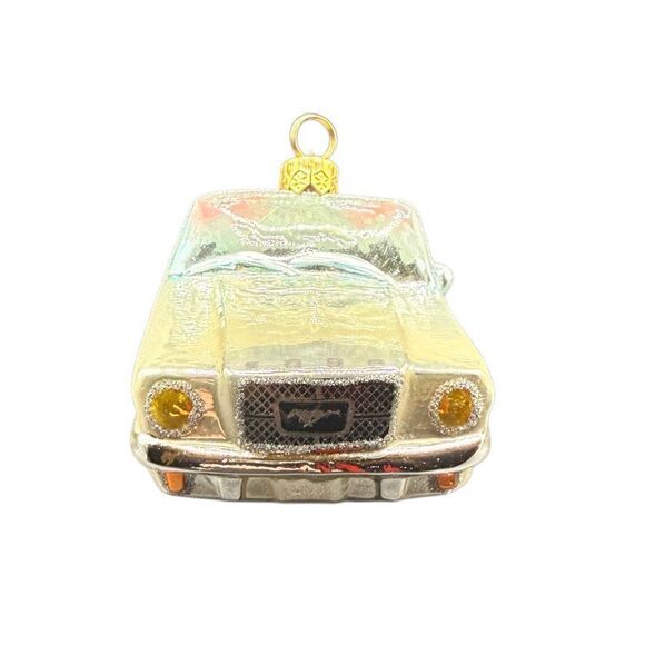 Kurt Adler 1964 1/2 Ford Mustang Cream/Red Polonaise Glass Christmas Ornament - Picture 9 of 16